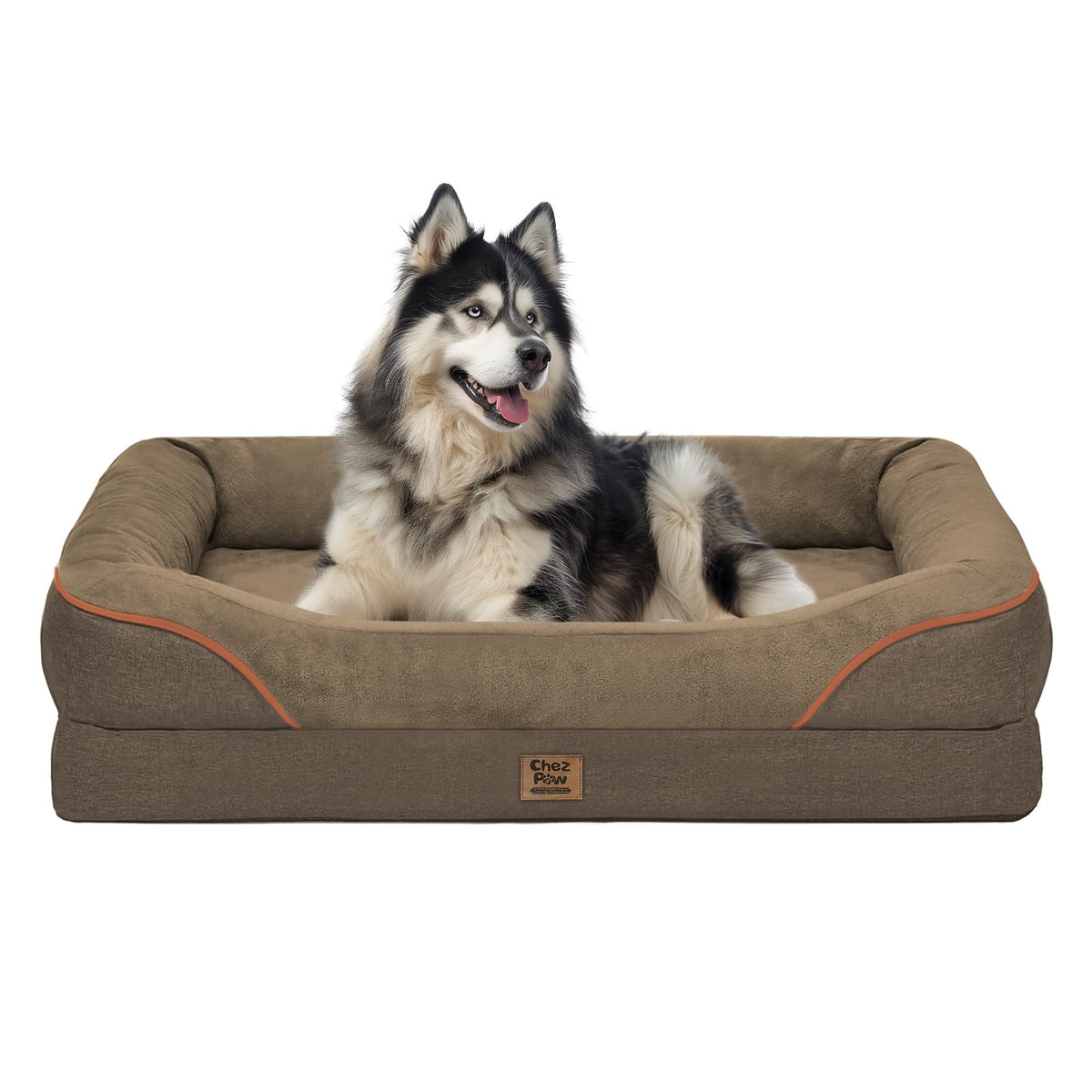Chez Paw Washable Orthopedic Bed XL full bed with bolster offers secure, comfortable rest.