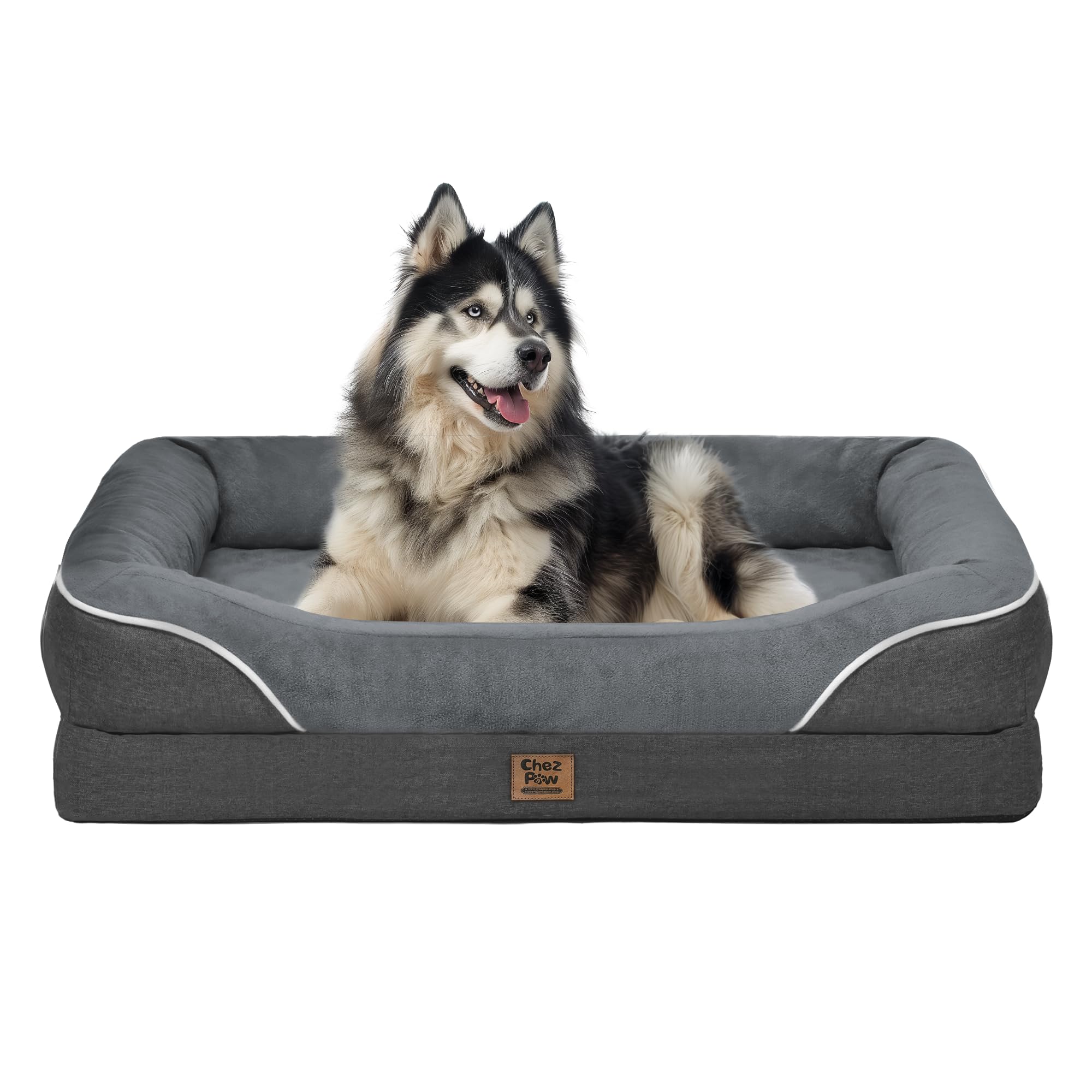 Chez Paw washable orthopedic large dog bed full view showcases spacious comfort for large breeds