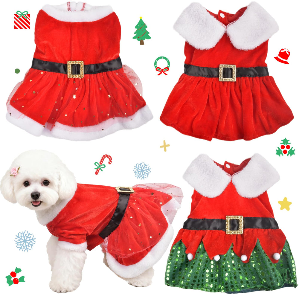 ChezAbbey dog Christmas dress top for festive style and easy dressing.