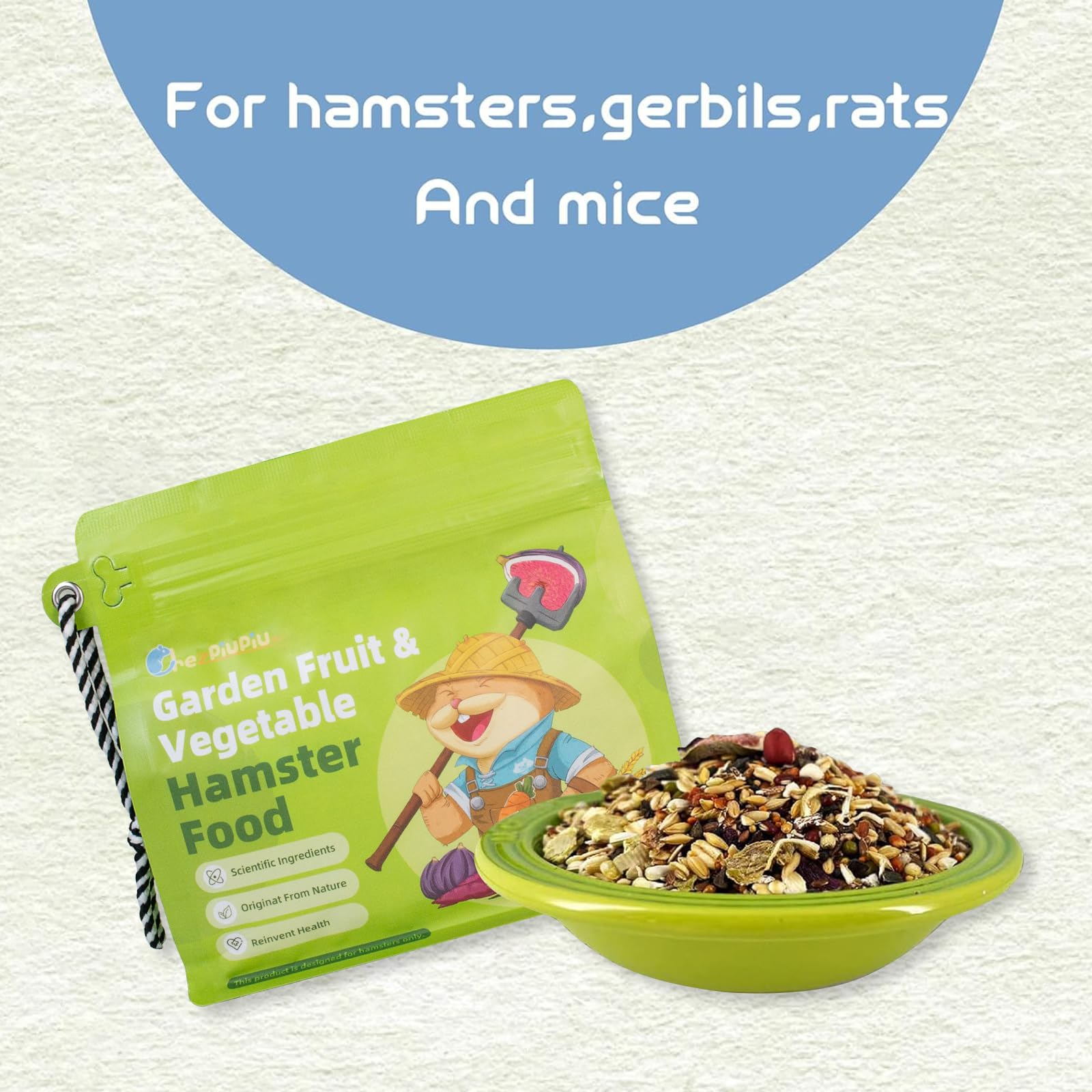 chezpiupiu no-fillers closeup shows wholesome filler-free hamster diet