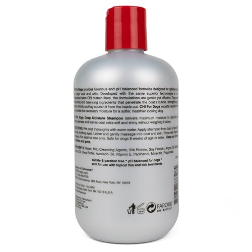 CHI For Dogs Deep Moisture Shampoo being applied to coat for softness