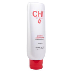 Close-up of CHI for Dogs Oatmeal Conditioner on a dog's coat for softness and shine