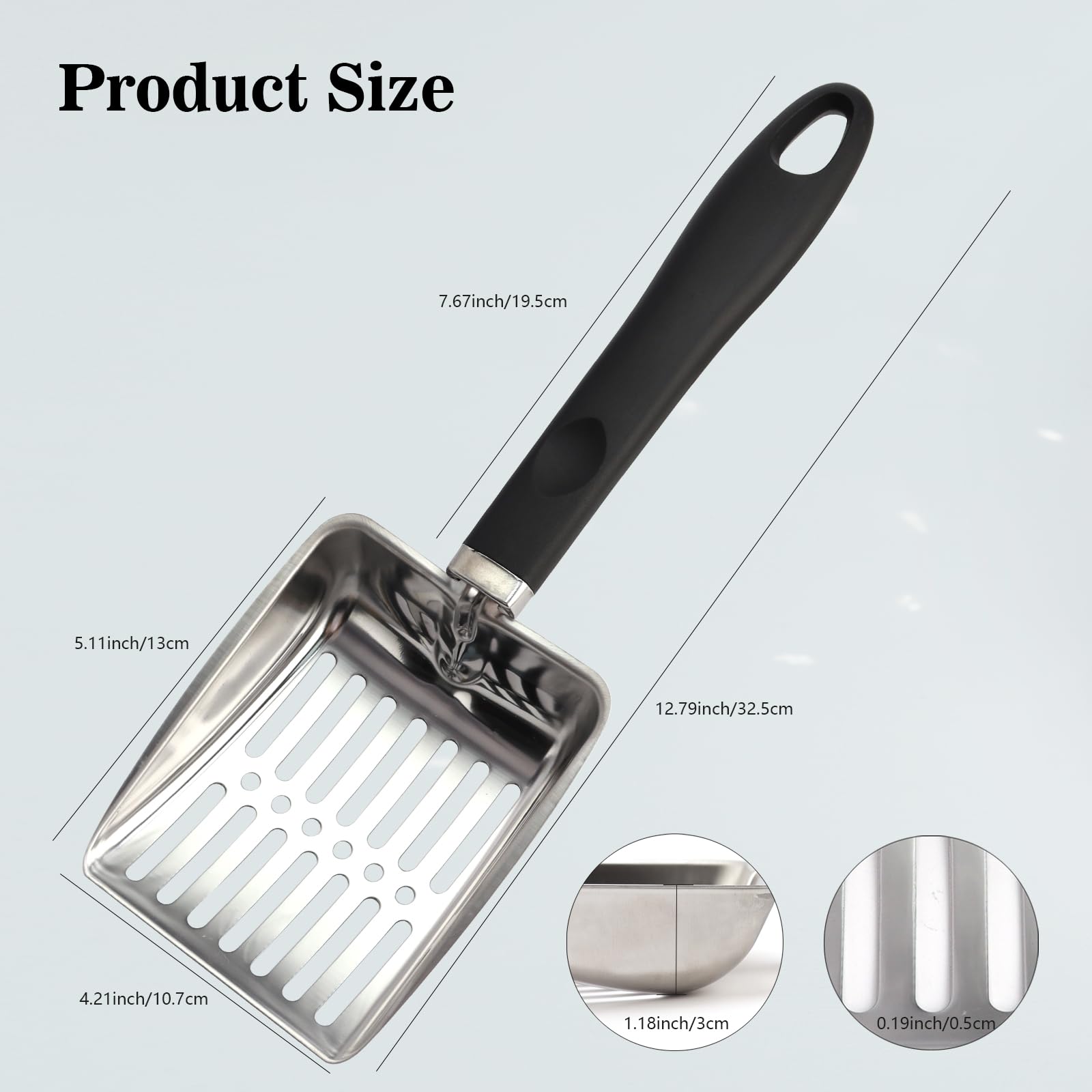 CHI SHANG litter scoop with non-slip handle for secure daily use.