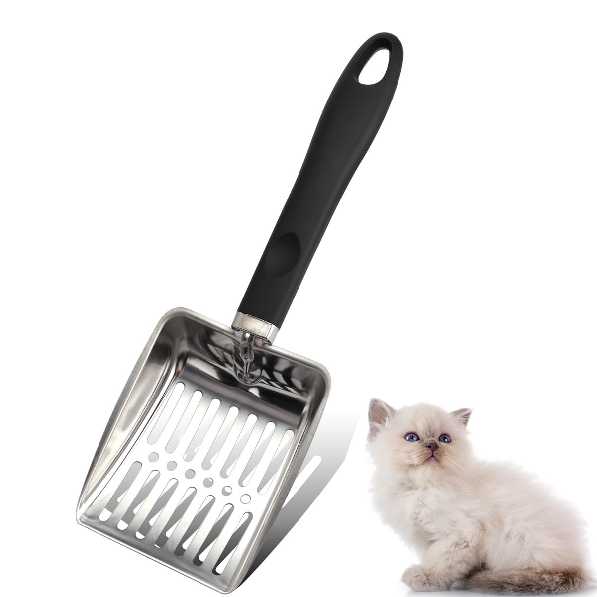 CHI SHANG stainless steel litter scoop with mirror finish for lasting durability.