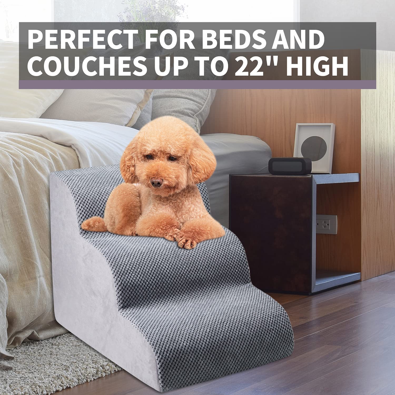 Chic Threads dog stairs concealed zip — durable design protects from chewing.