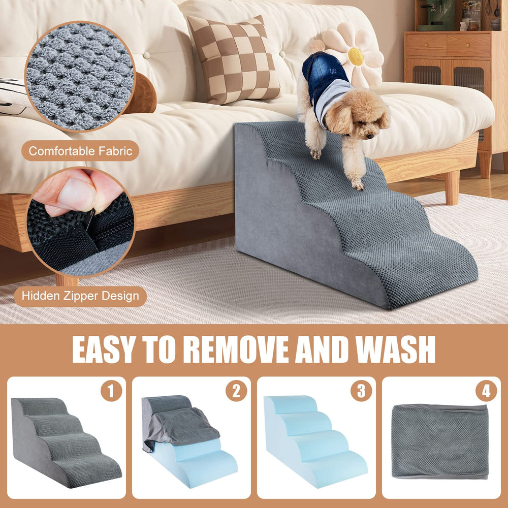 Chic Threads dog stairs corduroy-cover highlighting removable easy-clean fabric