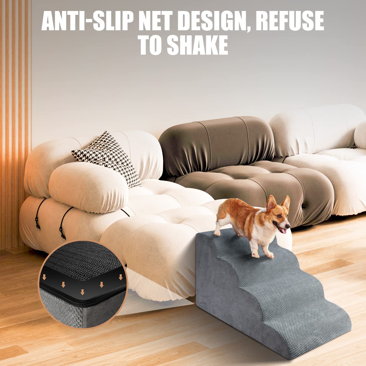 Chic Threads dog stairs high-density-foam focus on plush supportive cushioning