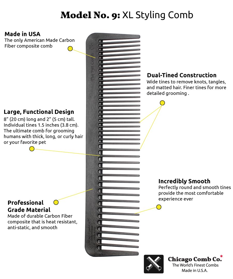 Chicago Comb No. 9 Pet brushing dog or cat fur effectively