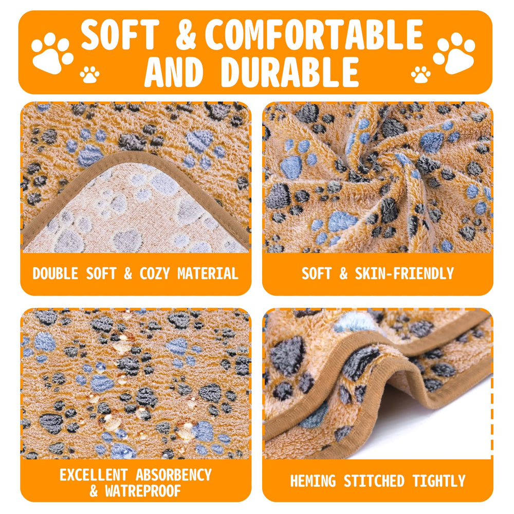 CHICAUP multi-color paw-print blankets image demonstrates playful design and pet enrichment.
