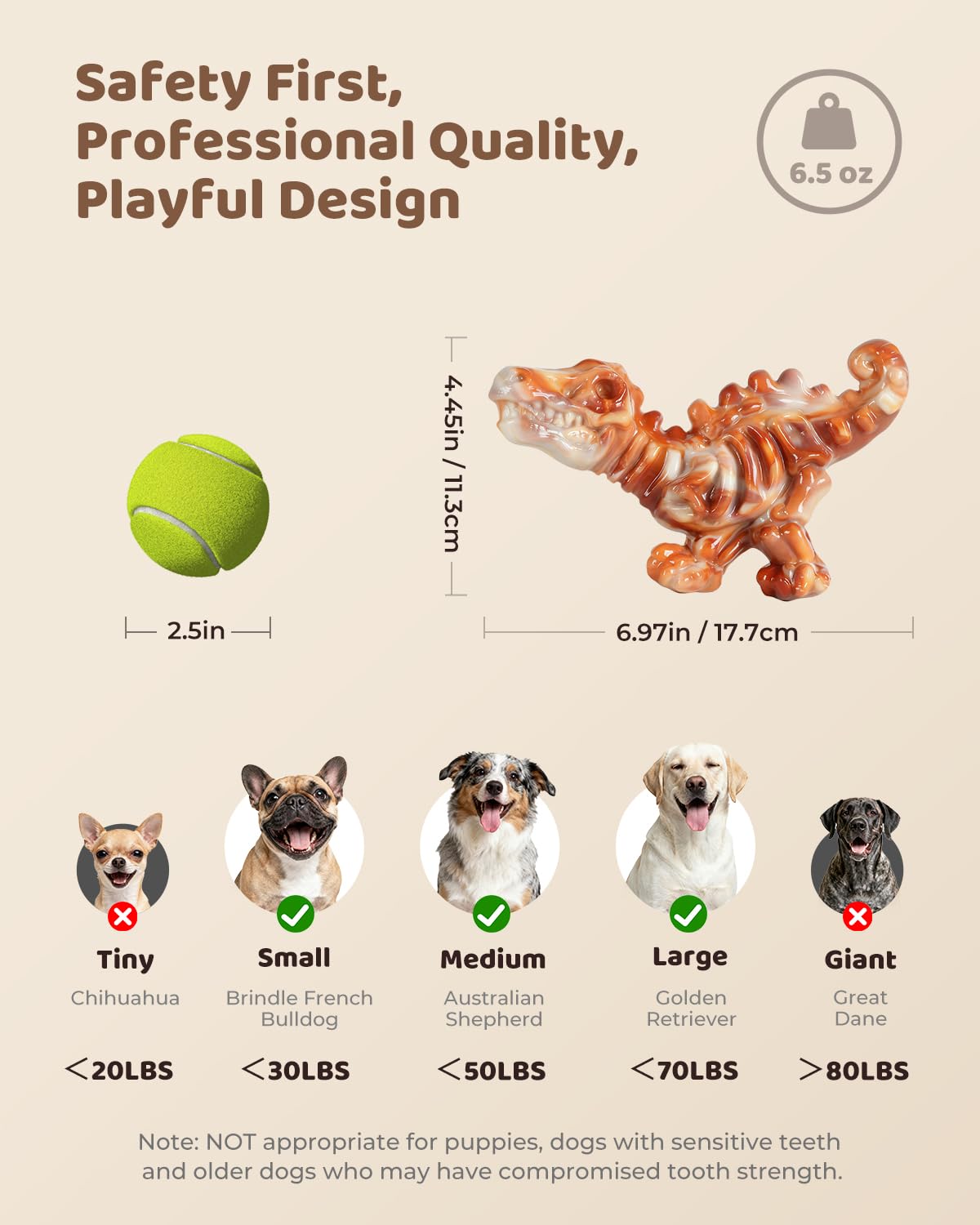 ChienBox bacon-flavor dog chew toy with groove for peanut butter enjoyment.