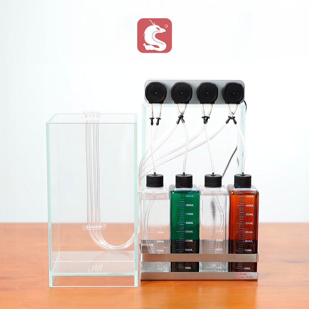 CHIHIROS dosing container compact design saves space in aquarium cabinet