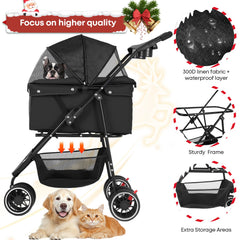 Chihuahua pet stroller closeup-mesh highlights breathable mesh and comfort during sunny walks.