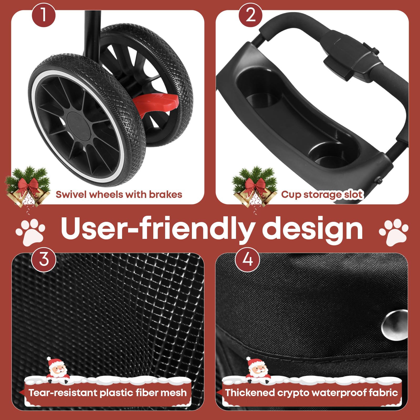 Chihuahua pet stroller folded-storage shows compact carry and car-trunk readiness.