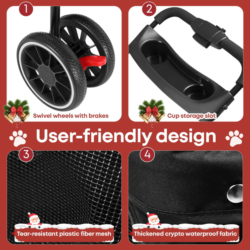 Chihuahua pet stroller folded-storage shows compact carry and car-trunk readiness.