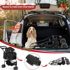 Chihuahua pet stroller interior-cargo emphasizes storage basket for pet supplies on outings.