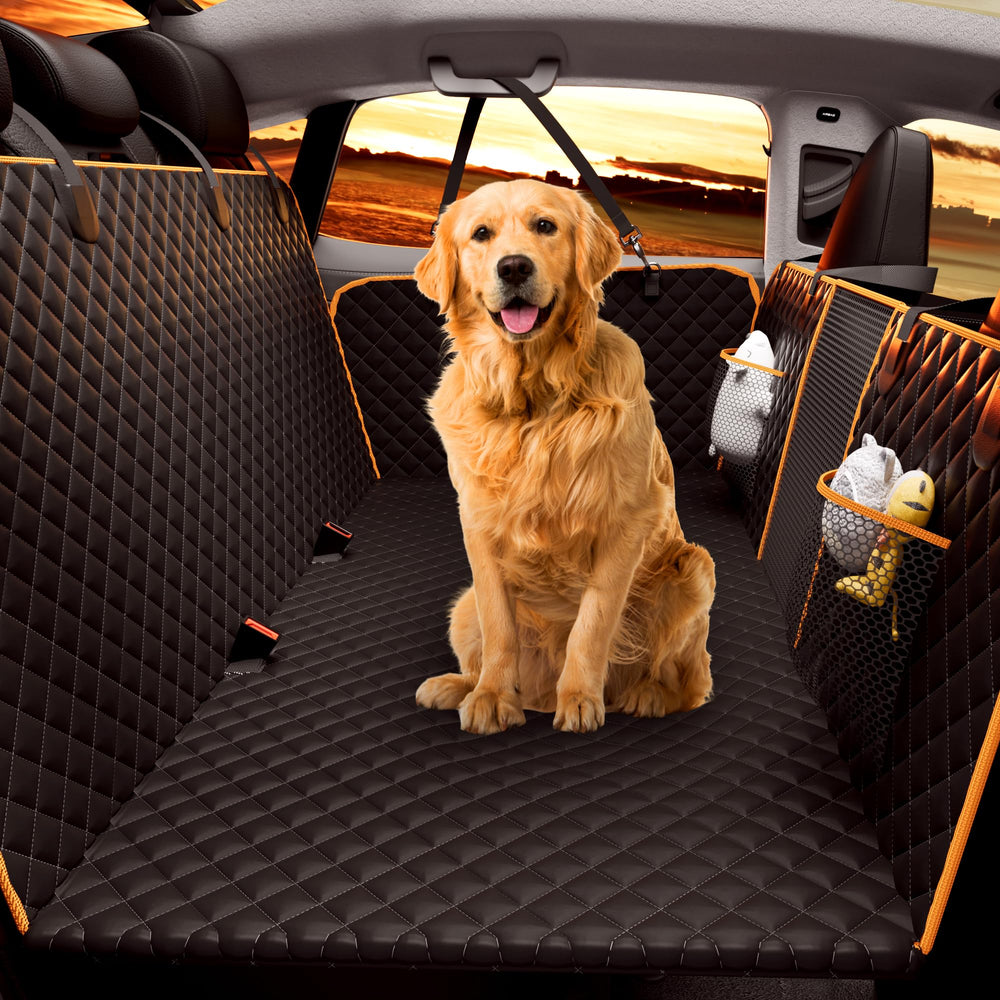 Chilino back seat extender with extended space for large dogs on road trips