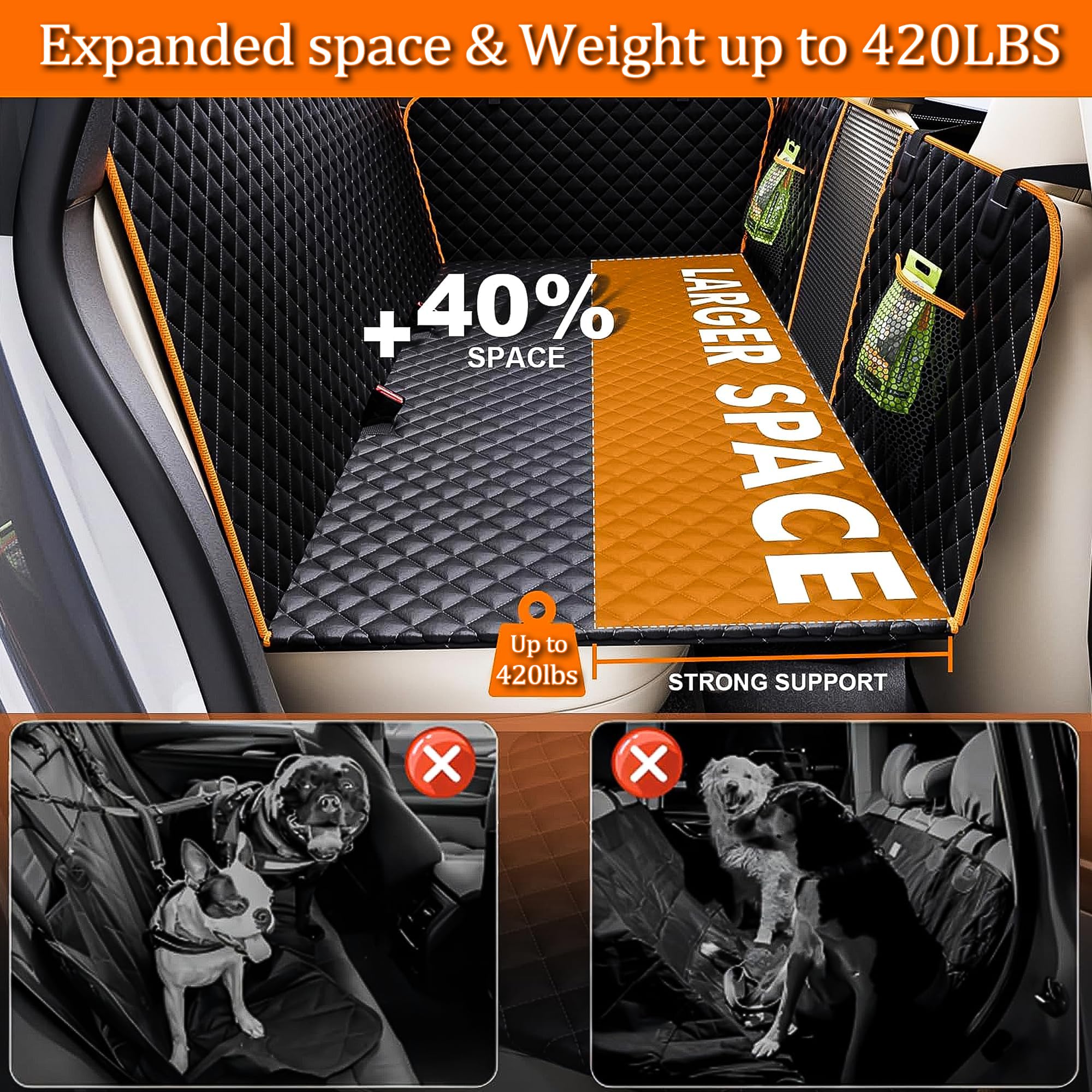 Chilino back seat extender hard-bottom plate provides sturdy support for heavy pets