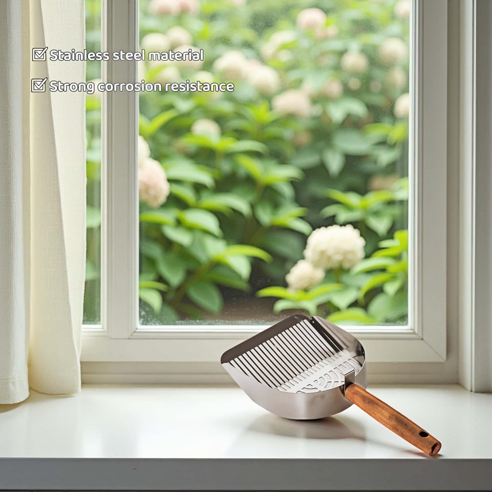 Chinshwehaw 6.1x5.3 inch head fits standard boxes for efficient scooping.