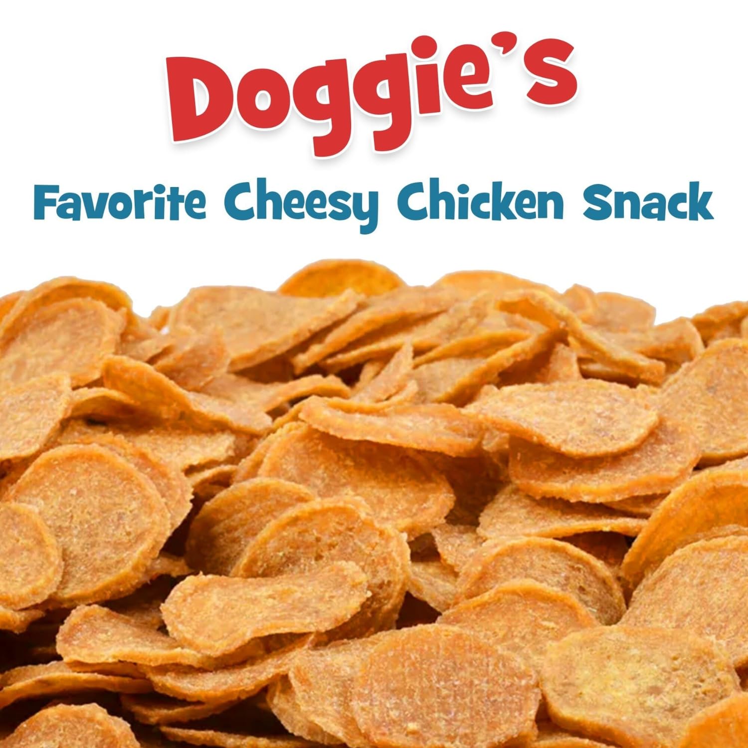 Chip's Naturals Cheesy Doggie Chicken Chips USDA-certified bag visible.