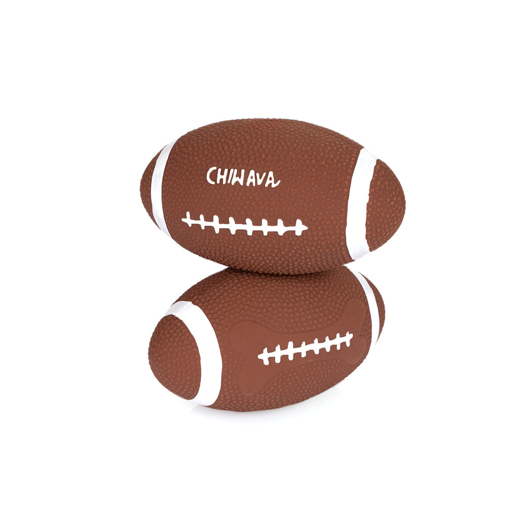 CHIWAVA 2 Pack 6in Squeaky Rugby Ball boosts tug-of-war play and boredom relief.