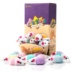 CHIWAVA 36-pack mouse toy showing fuzzy exterior for curious cats.