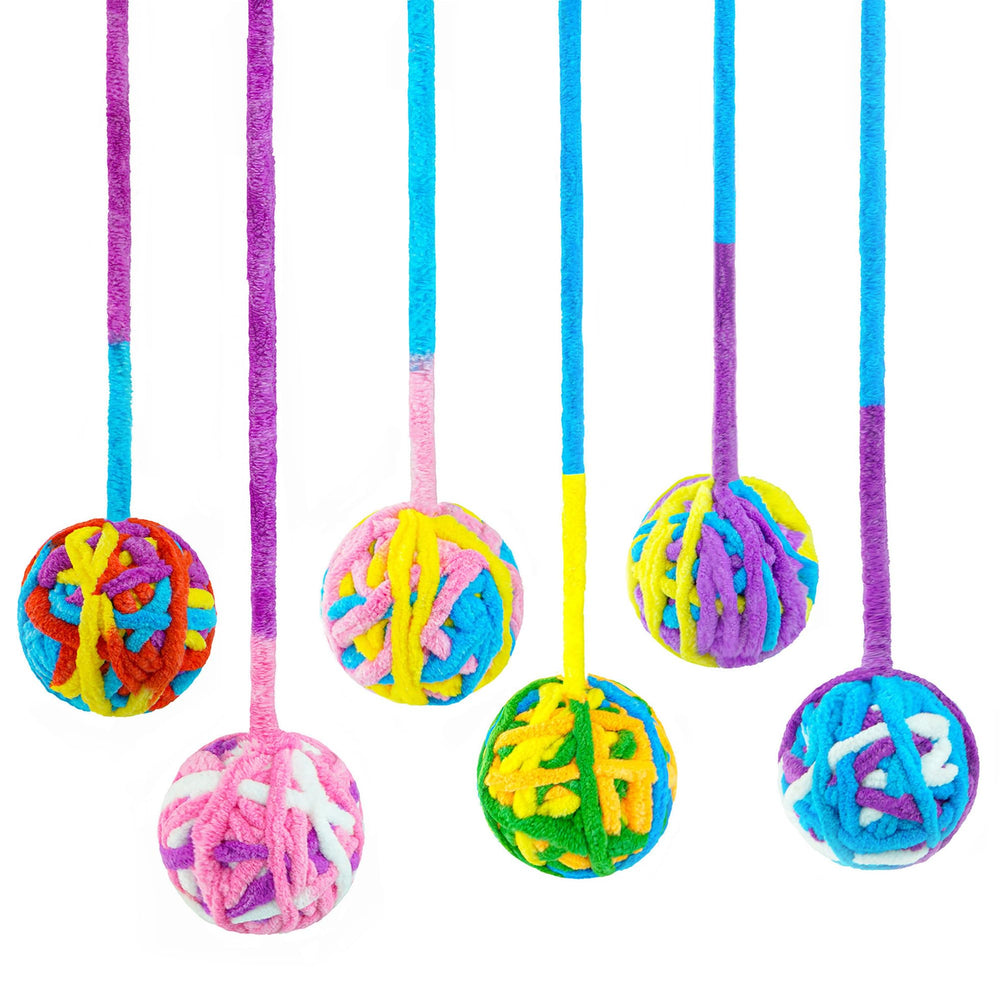CHIWAVA 6-pack woolen yarn cat balls with bell for indoor play