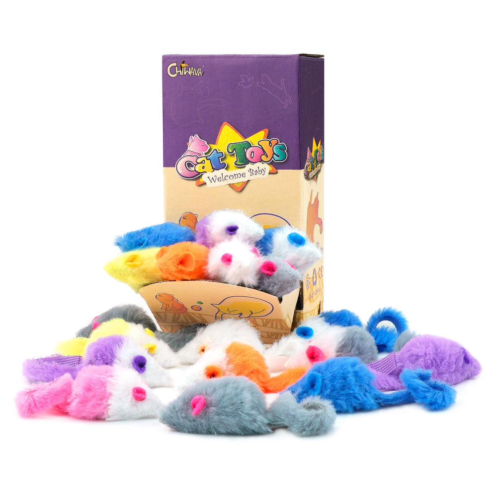 CHIWAVA candy color furry mice outside for interactive playtime and chasing.