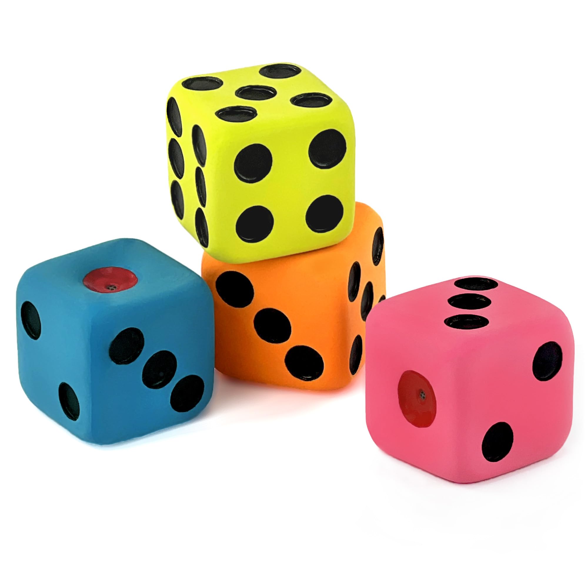 CHIWAVA dice squeaky toy in yellow boosts indoor fetch for small dogs.