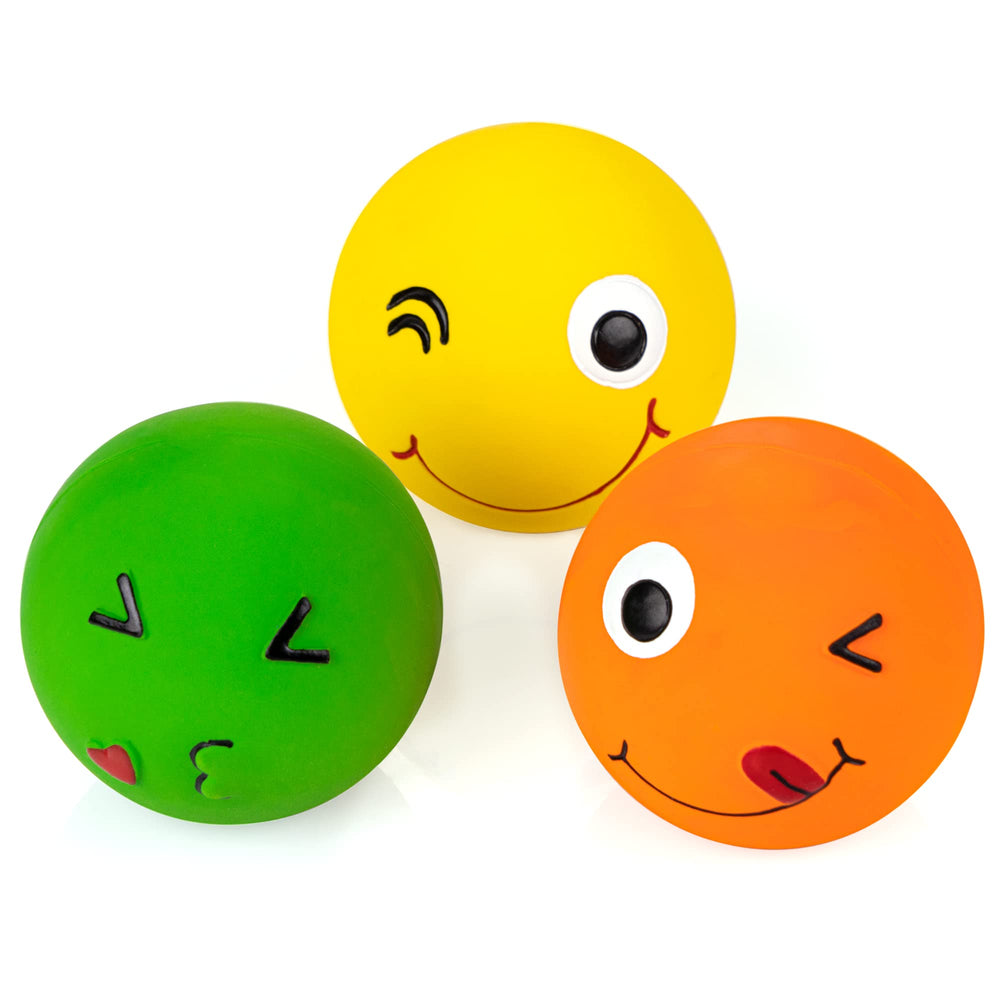 CHIWAVA three-pack smiley-face balls offer varied expressions for daily play.