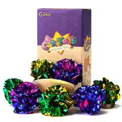 CHIWAVA mylar ball crinkle cat toy 24pcs for interactive play and sensory stimulation.
