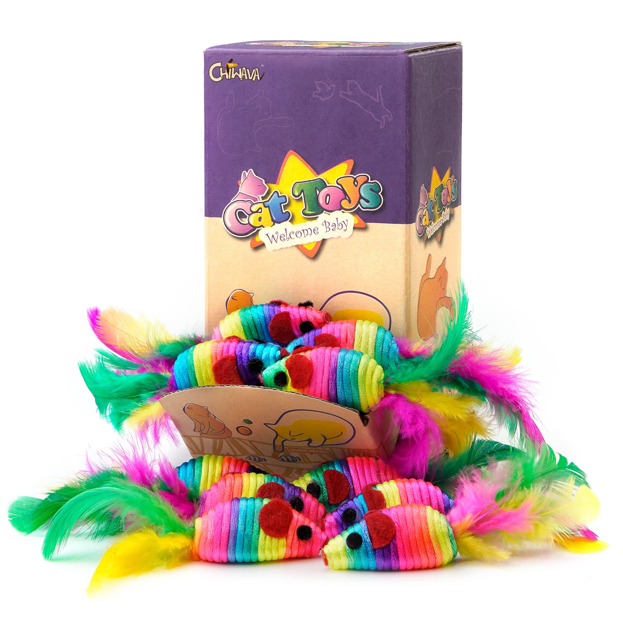 CHIWAVA rainbow rope outside image showing vivid colors for stimulating chase play