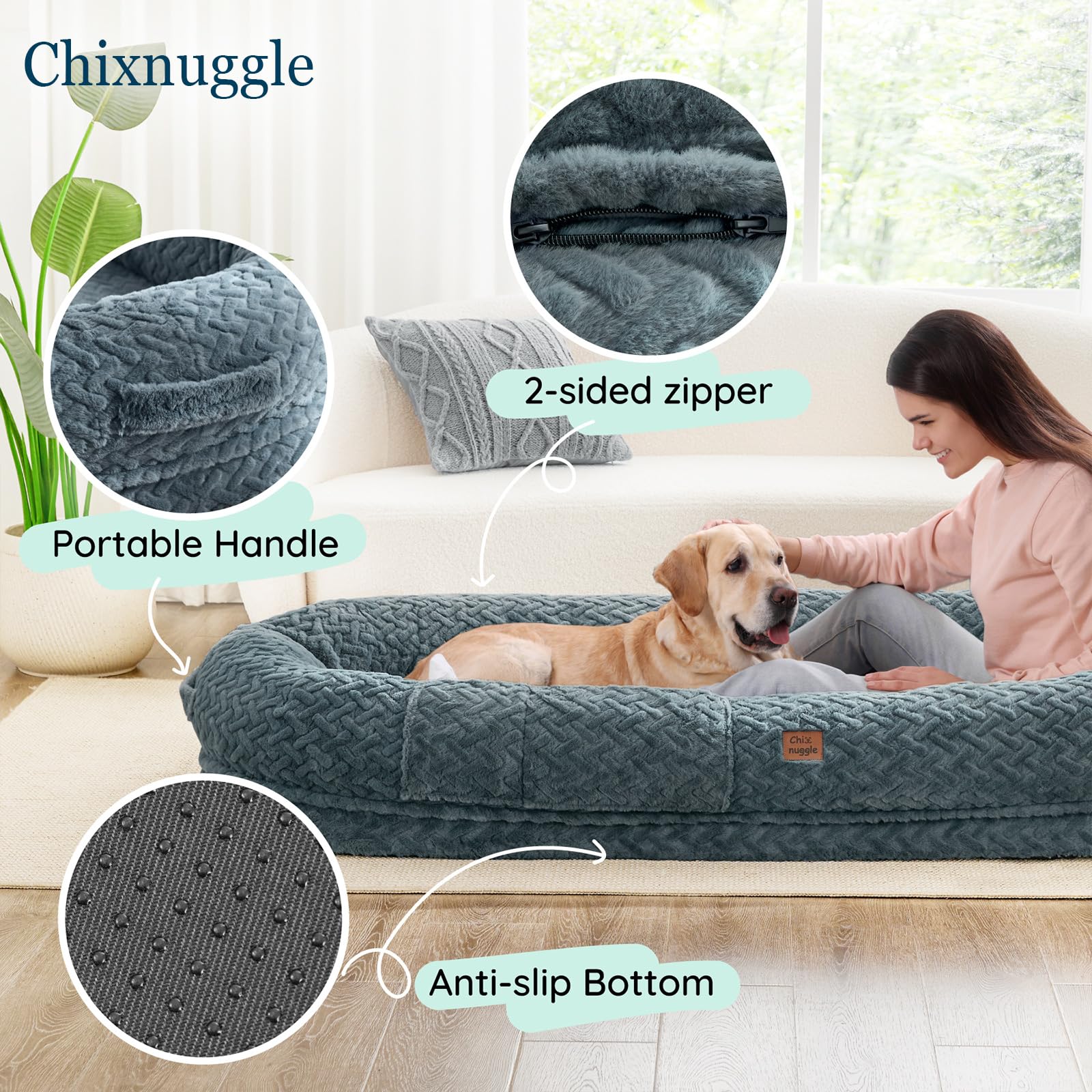 ChiXnuggle egg foam core closeup illustrating supportive spine alignment