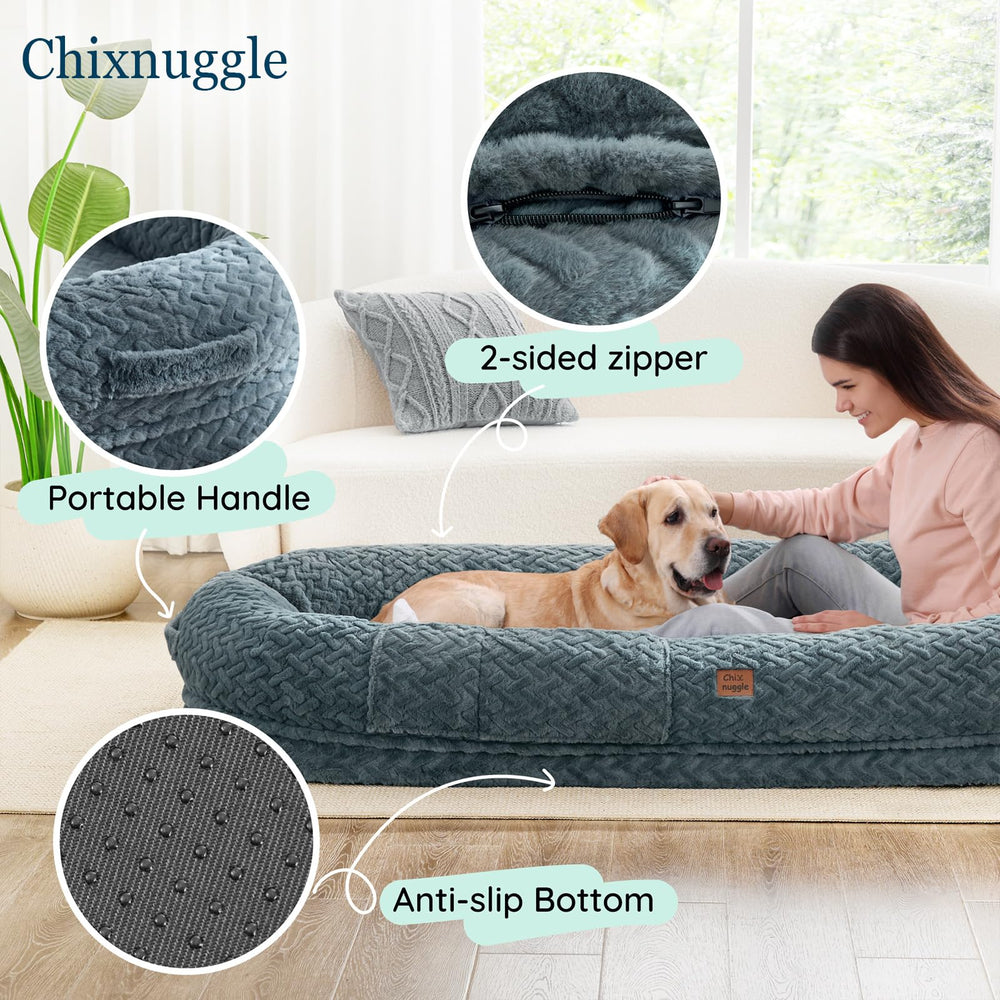 ChiXnuggle egg foam core closeup illustrating supportive spine alignment