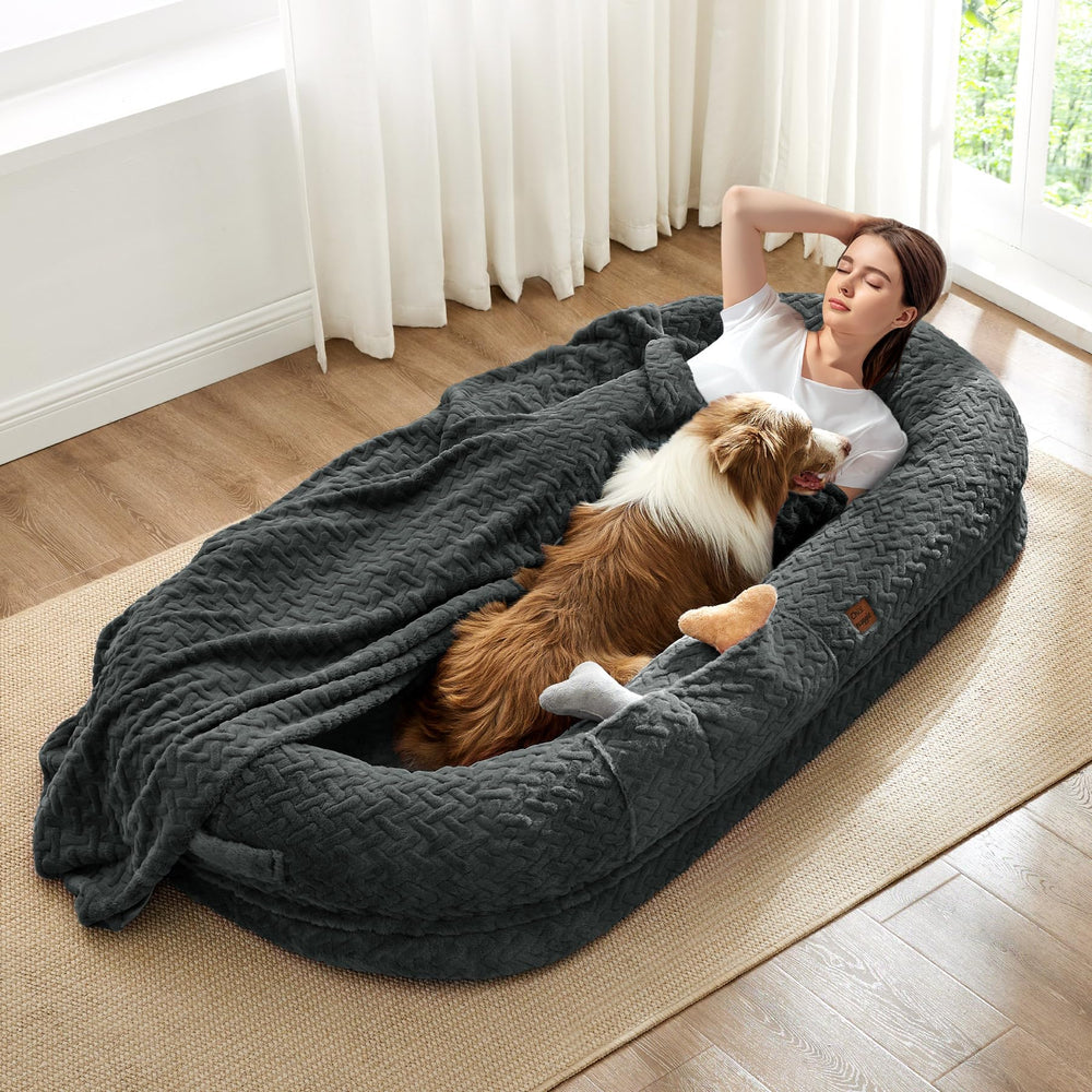 ChiXnuggle human dog bed 72x40x10 closed offers plush cover for cozy lounging