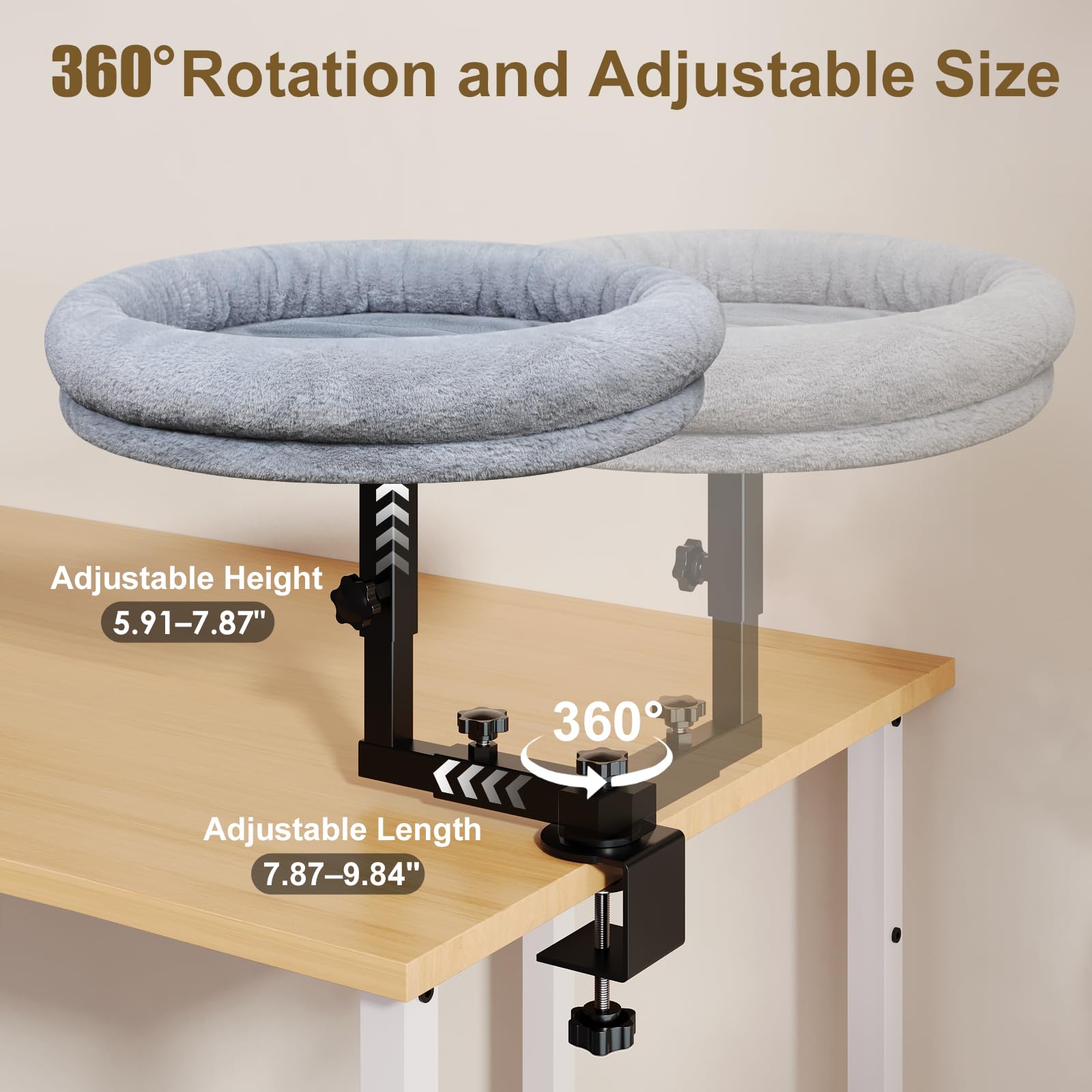 Chloraeon cat desk bed 18-inch design; extra room for larger cats.