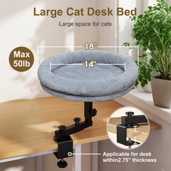 Chloraeon cat desk bed adjustable shelf in use, space-saving workstation.