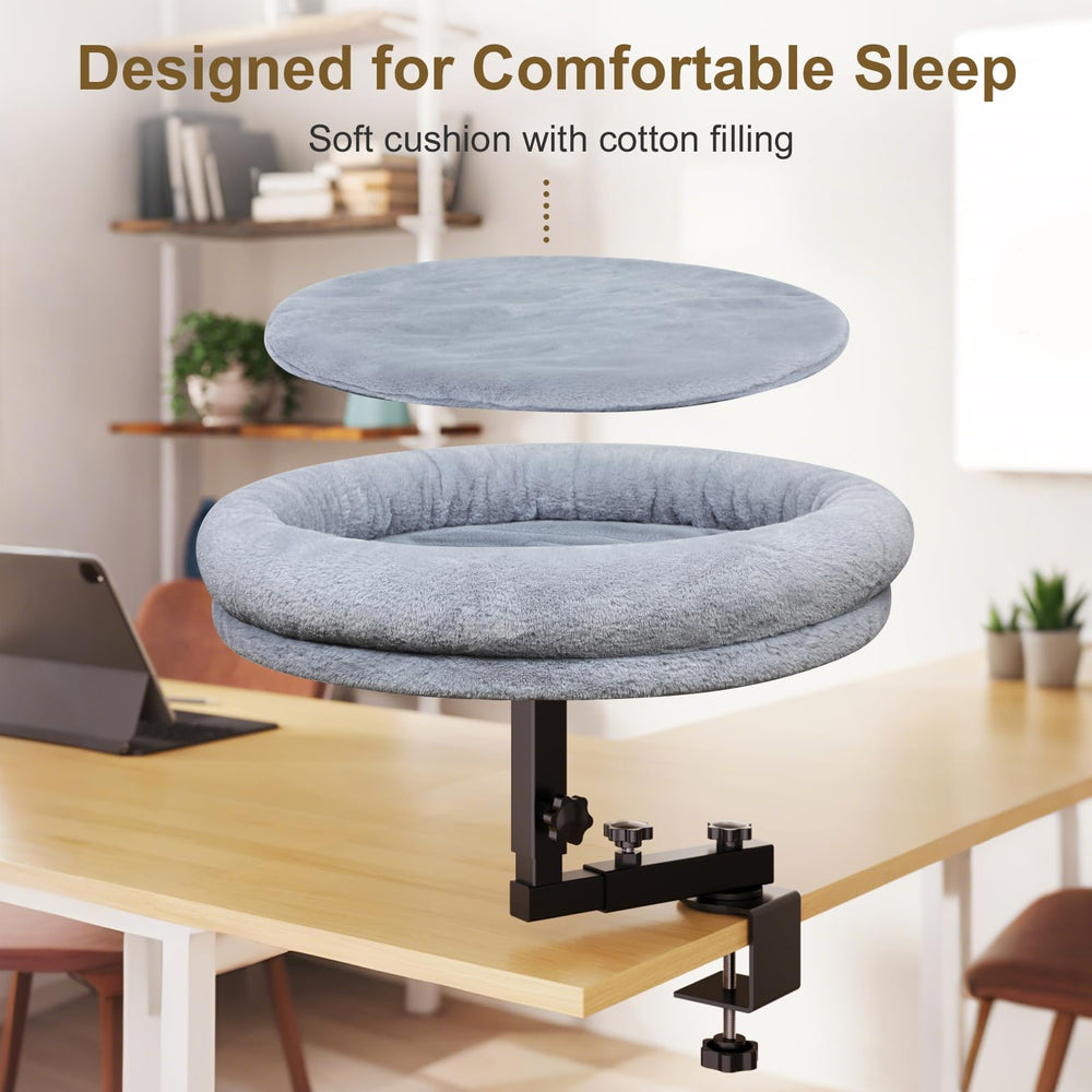 Chloraeon cat desk bed plush cushion; ultra-soft comfort pad included.