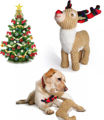 Chngeary Christmas dog toy closeup highlights soft fabric and squeaker for engagement.