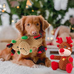 chngeary christmas elk plush toy in dark color for medium dogs with durable play.