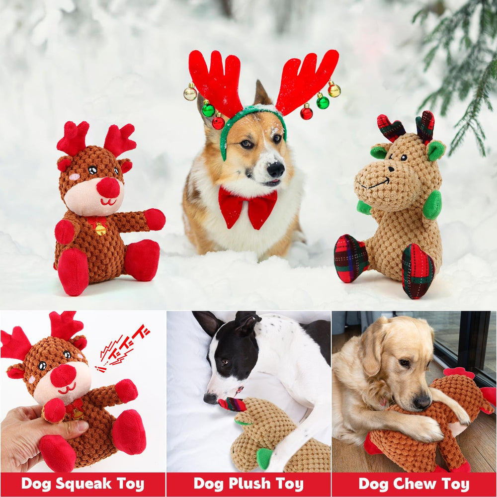 chngeary christmas elk dog toy in action for interactive bonding.