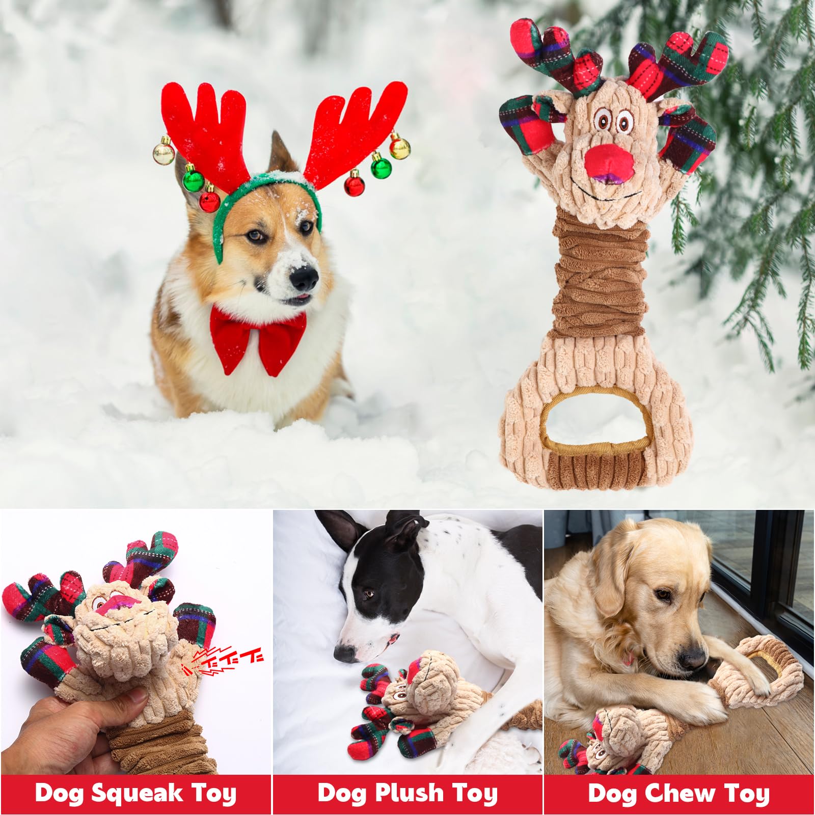 Chngeary Christmas elk toy interactive use for bonding with pets.