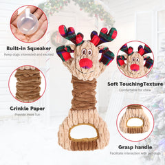 Chngeary Christmas elk toy plush texture provides soft, engaging chewing sessions.