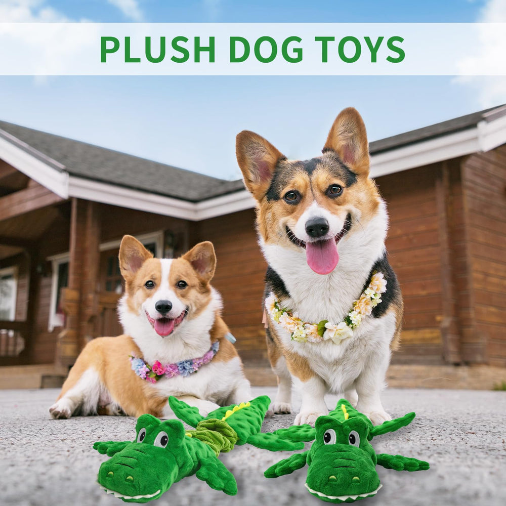 Chngeary crocodile toy dog play indoor scene emphasizes interactive bonding.