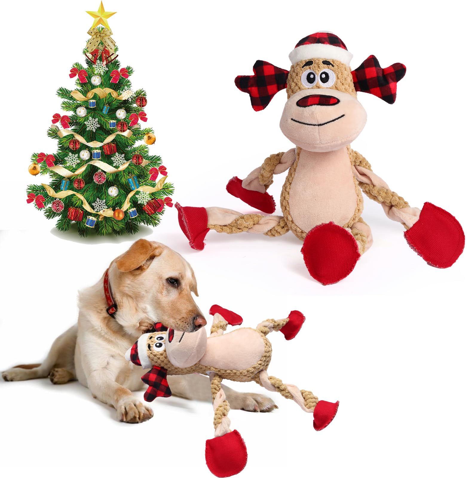 Chngeary squeaky reindeer dog toy attracts dogs with engaging sound for play.