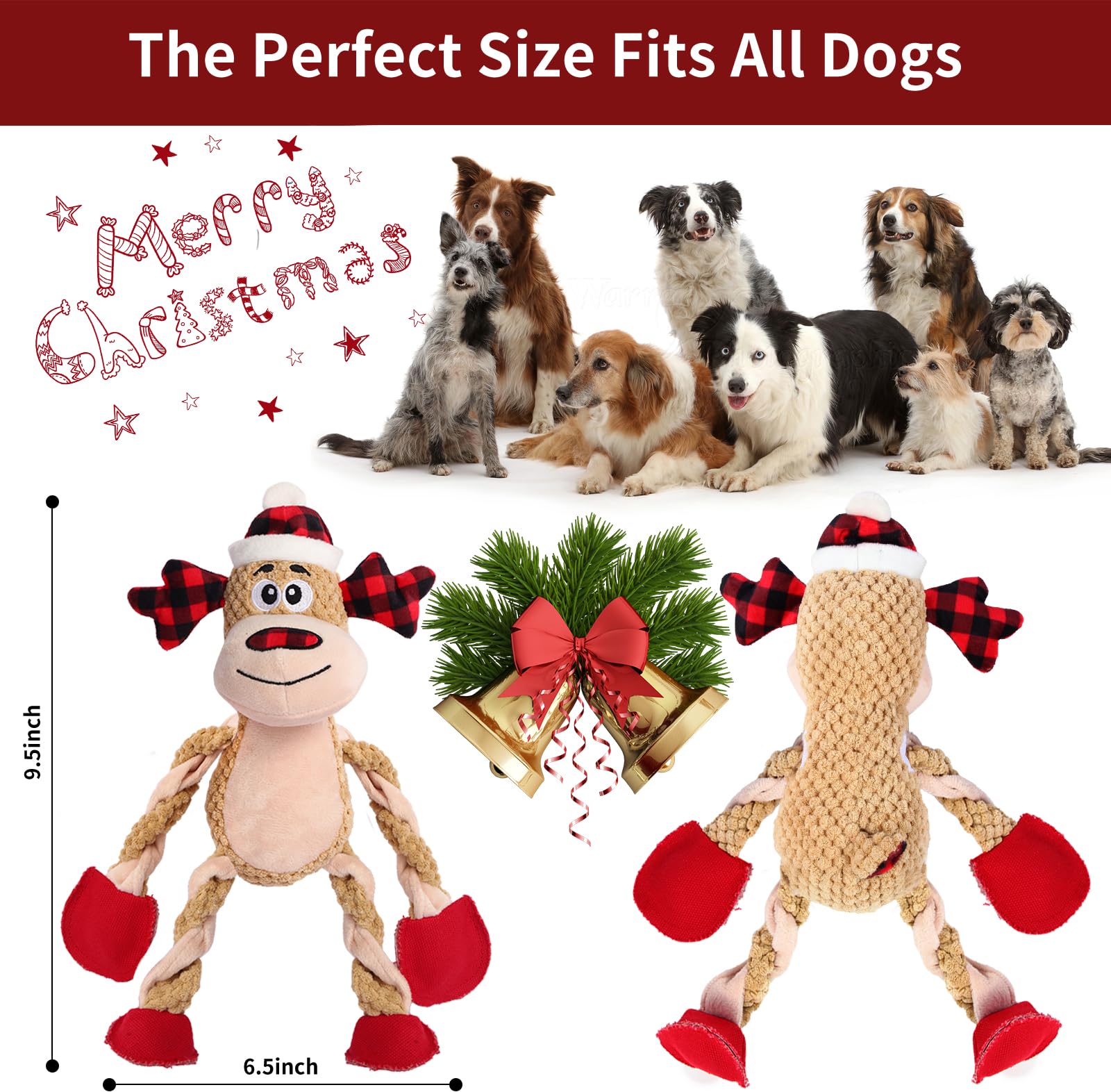 Chngeary durable stitching reinforces the reindeer toy for bite-resistant play.