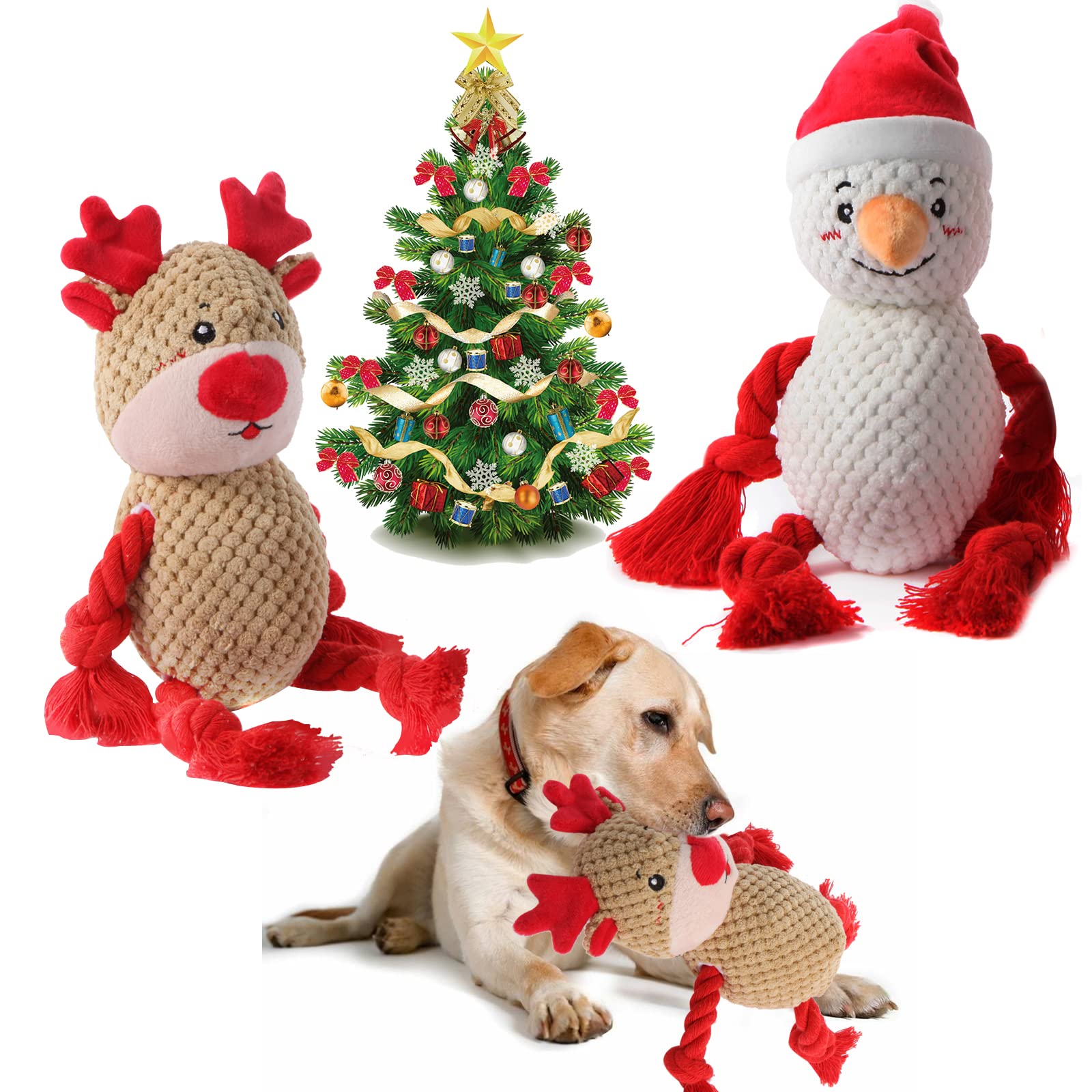 Chngeary elk plush dog toy with durable knots for chewers