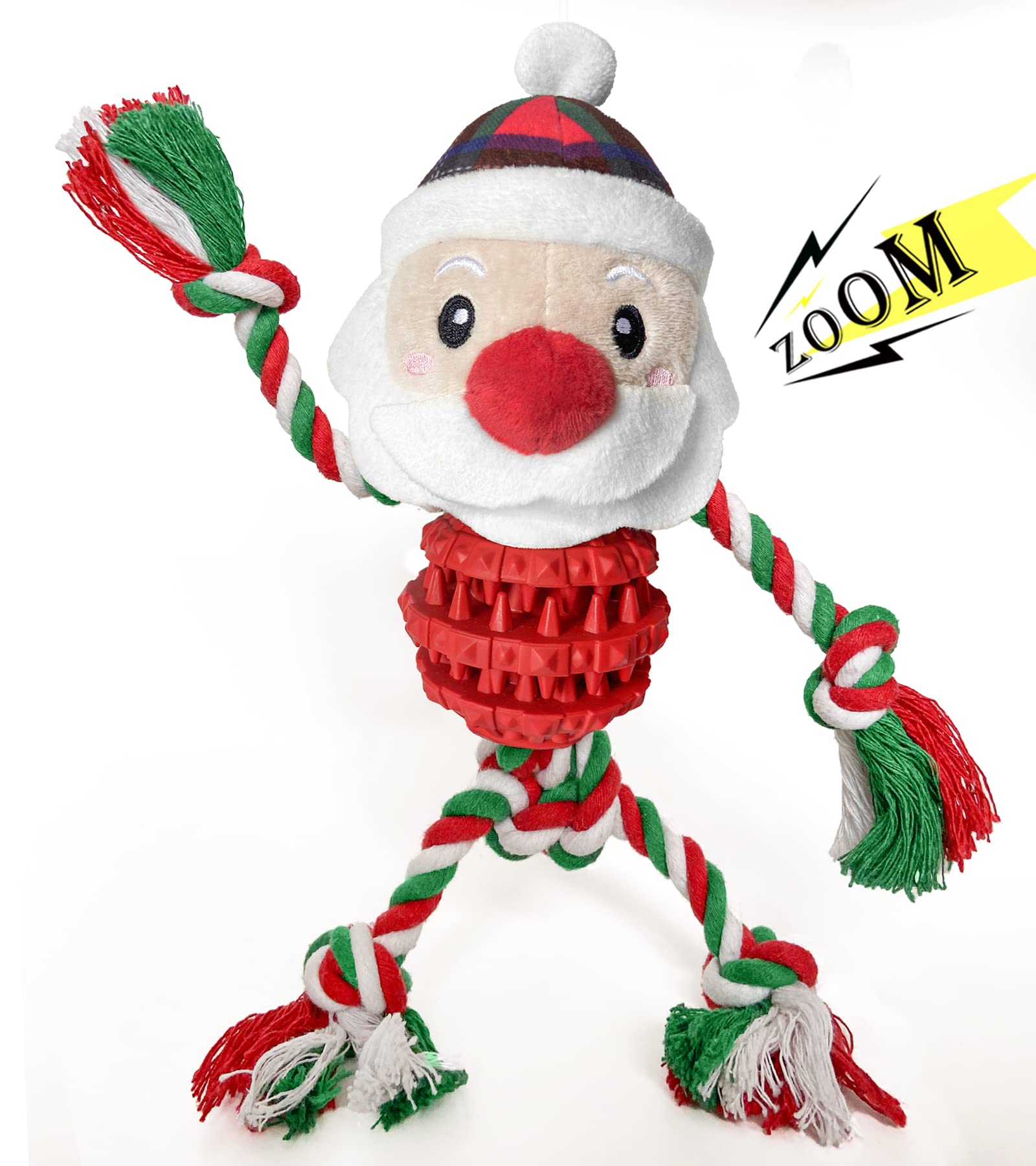 Chngeary Santa plush head squeaky toy, engaging chew with festive Christmas appeal.