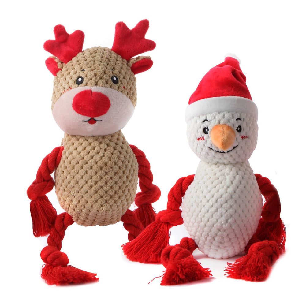 Chngeary snowman plush dog toy for interactive play with squeaker