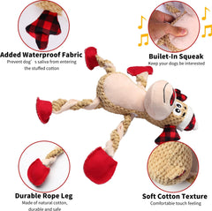 Chngeary soft fabric body of reindeer dog toy provides gentle, durable play.