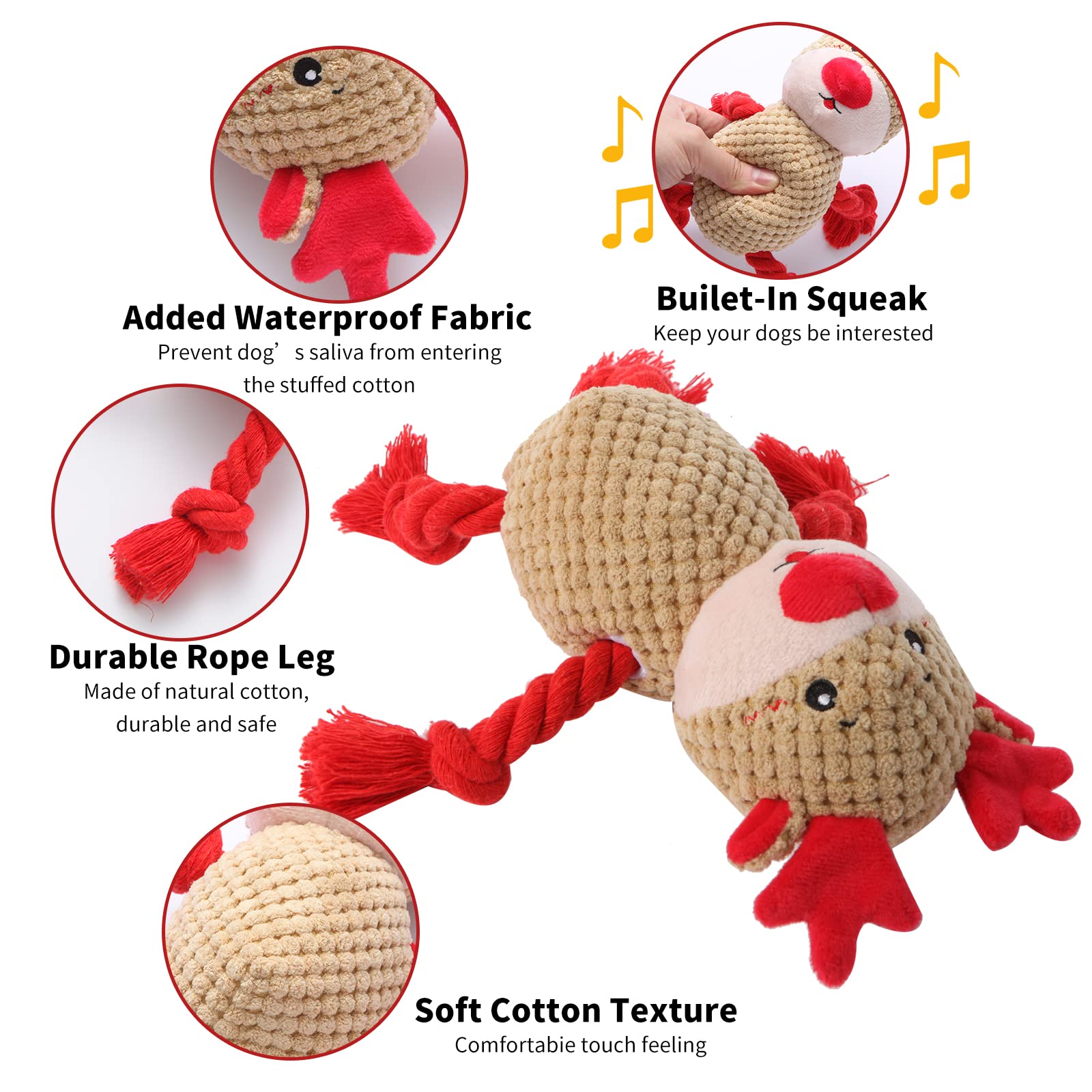 Chngeary elk squeaky toy close-up showing knots and texture